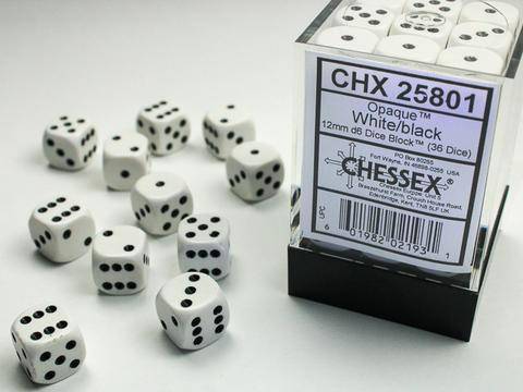 Würfelset Opaque White/black (36 dice)