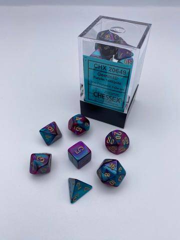 Würfelset Gemini® Mini-Polyhedral Purple-Teal/gold (7)