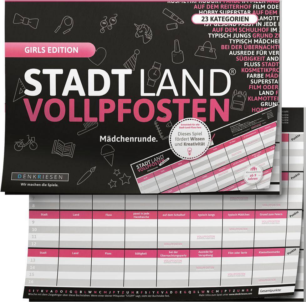 Stadt Land Vollpfosten - Girls Edition (DinA4-Format)