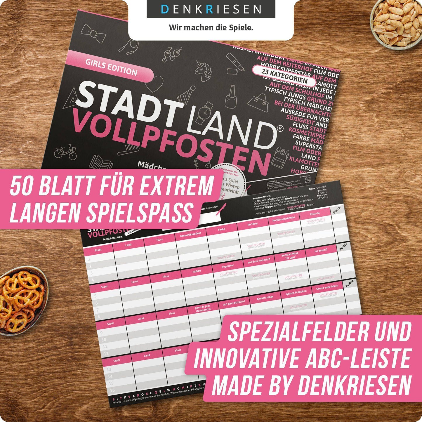Stadt Land Vollpfosten - Girls Edition (DinA4-Format)