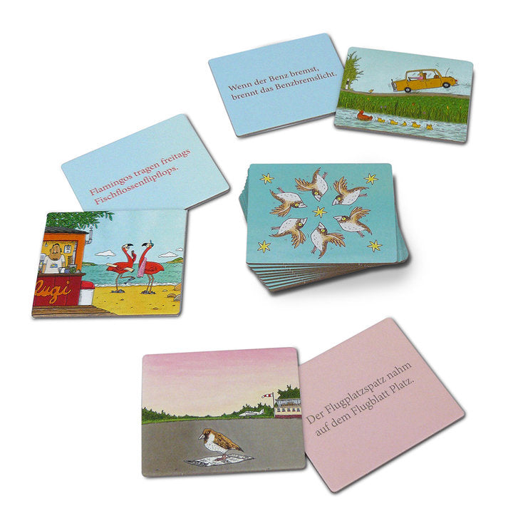 Der Flugplatzspatz nahm auf dem Flugblatt Platz - Das Zungenbrecher Memo