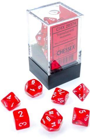 Würfelset Mini Translucent Red/white (7)