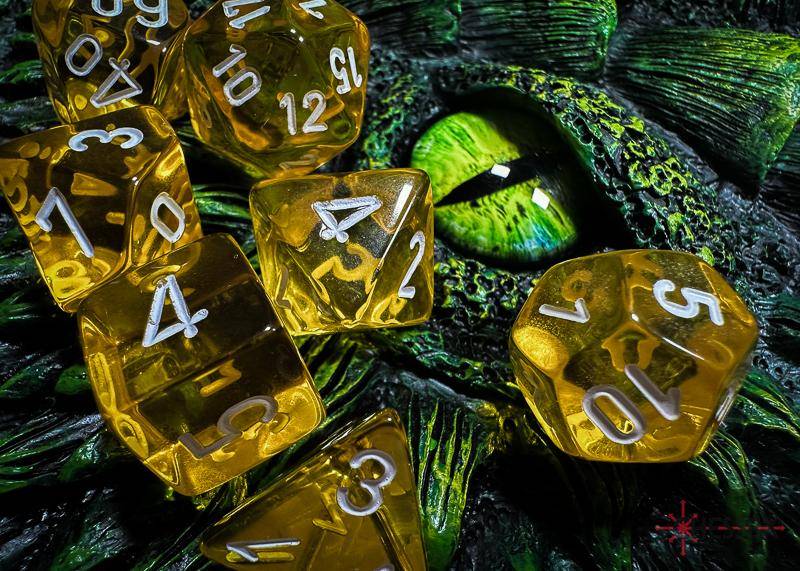 Würfelset Translucent Polyhedral Yellow/white (7)