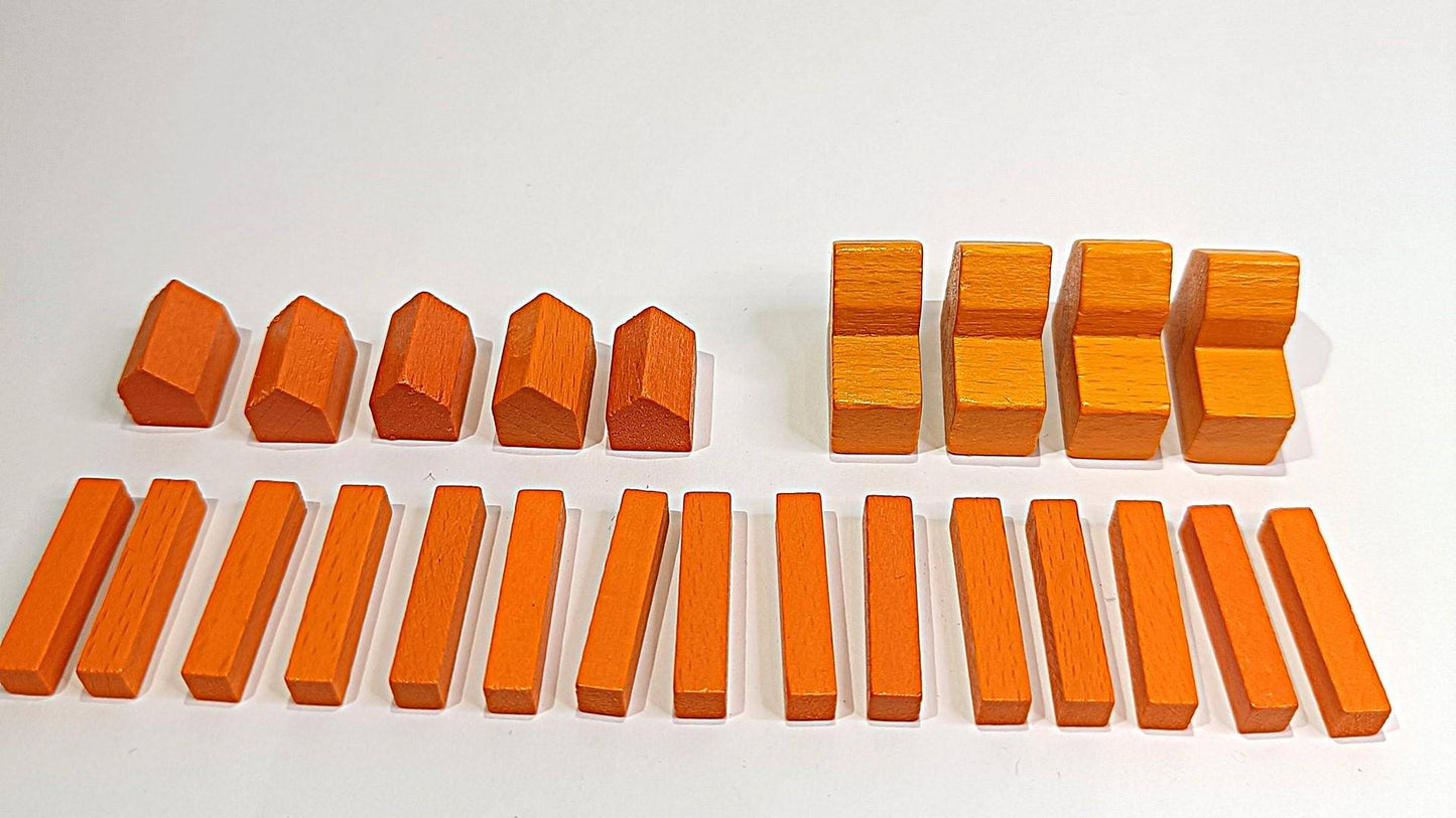 Holzspielsteine-Set: orange (kompatibel mit Catan)