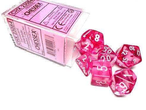 Würfelset Translucent Pink/white (7)