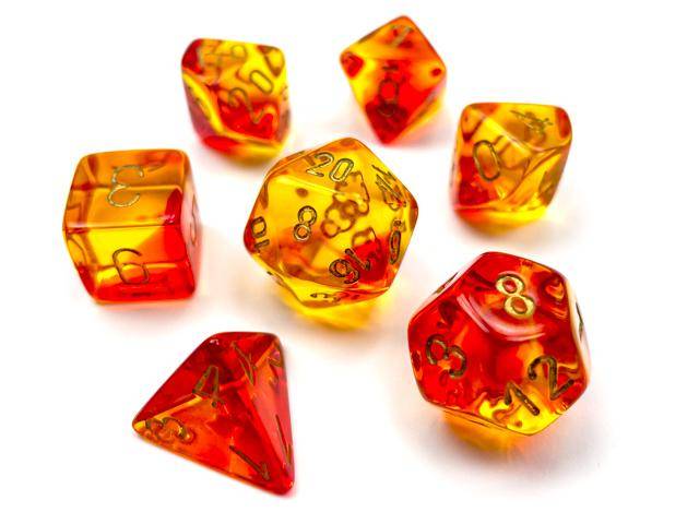 Würfelset: Gemini Translucent Red-Yellow/gold (7)