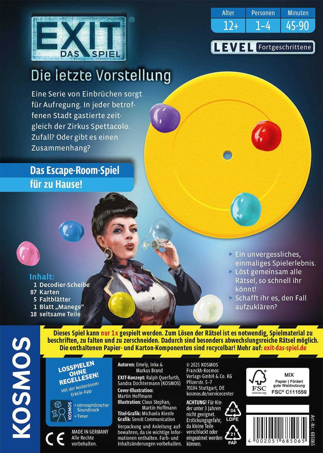 Die letzte Vorstellung - EXIT - Das Spiel, deutsch