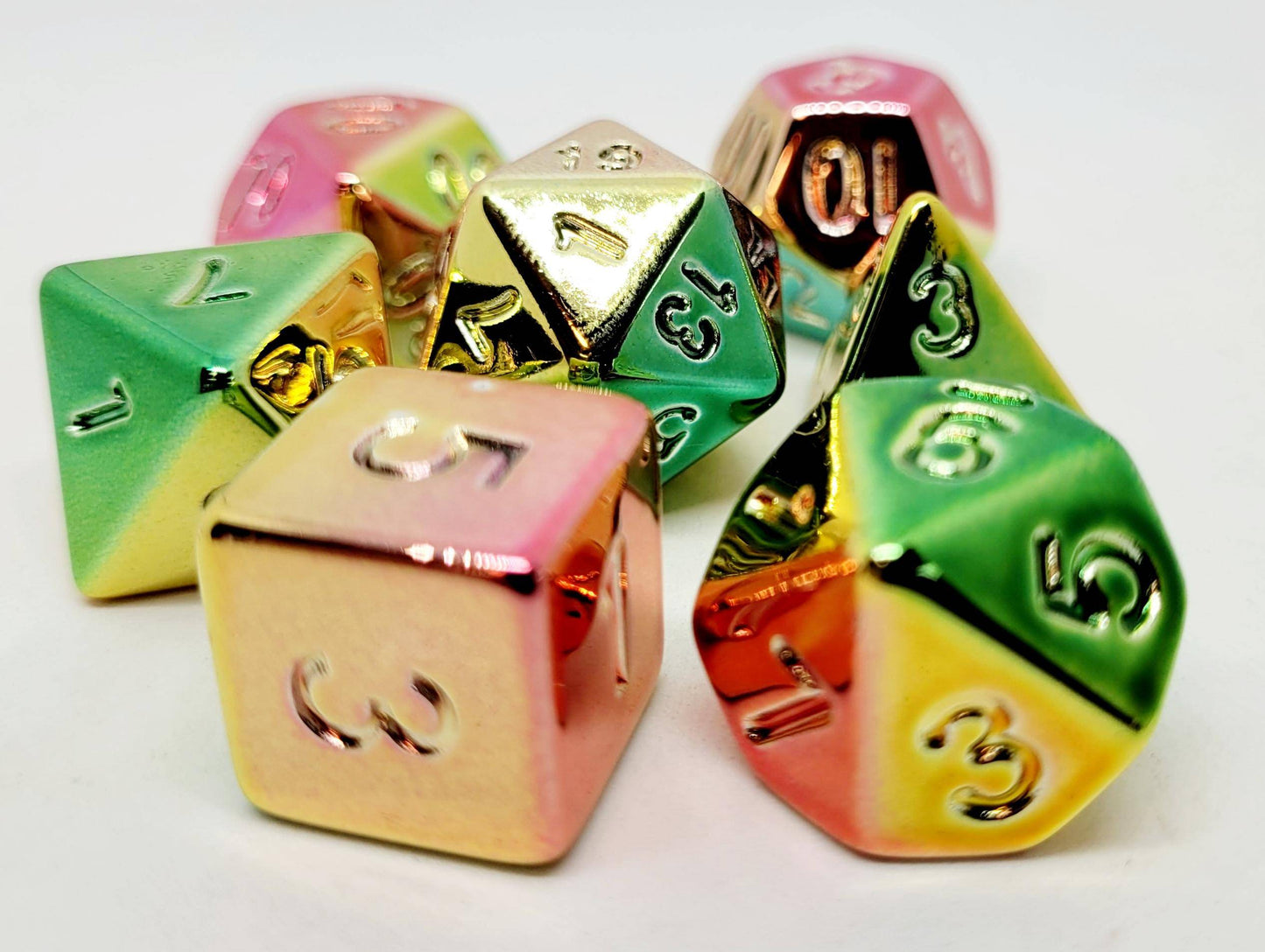Würfelset Shiny: bright Rainbow (7), -