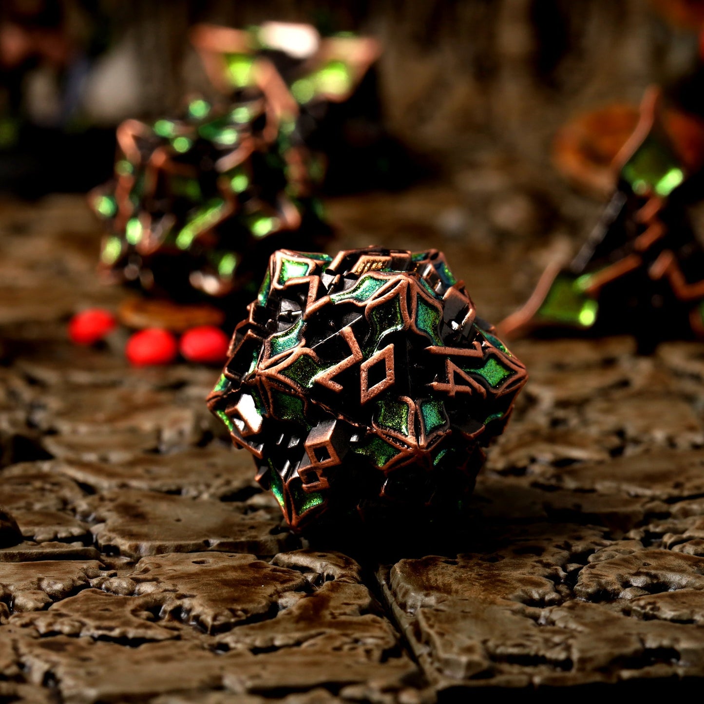 Elfan Woods Metal RPG Dice Set, sprachunabhängig