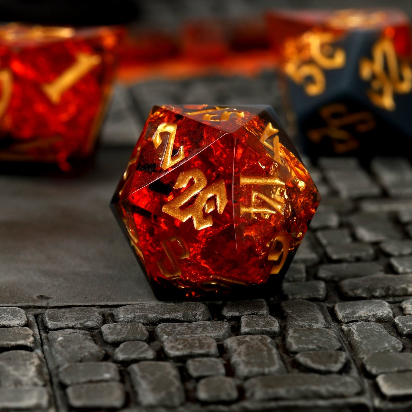 Volcanic Amber Resin RPG Dice Set, sprachunabhängig