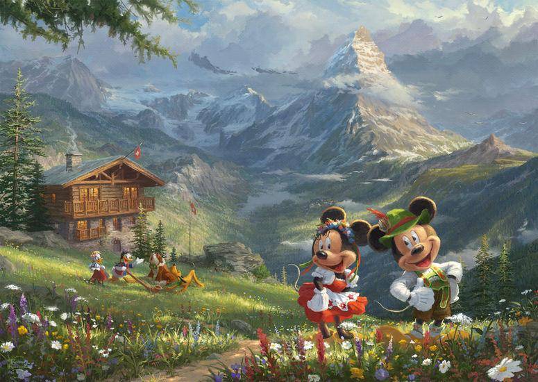 T. Kinkade: Mickey & Minnie in den Alpen, 1000 T.
