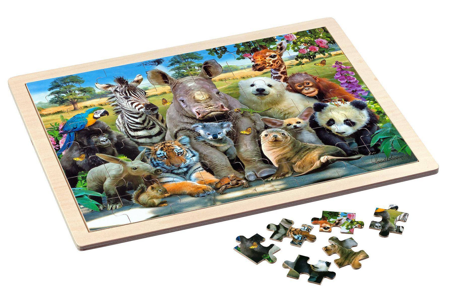 Rahmenpuzzle: Exotic Wildlife, Holz, 48 Teile