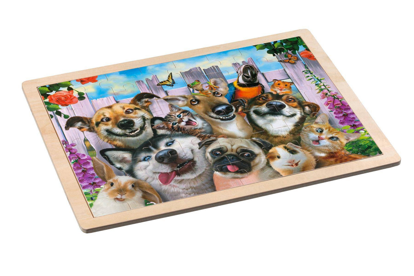 Rahmenpuzzle: Selfie Haustiere, Holz, 48 Teile