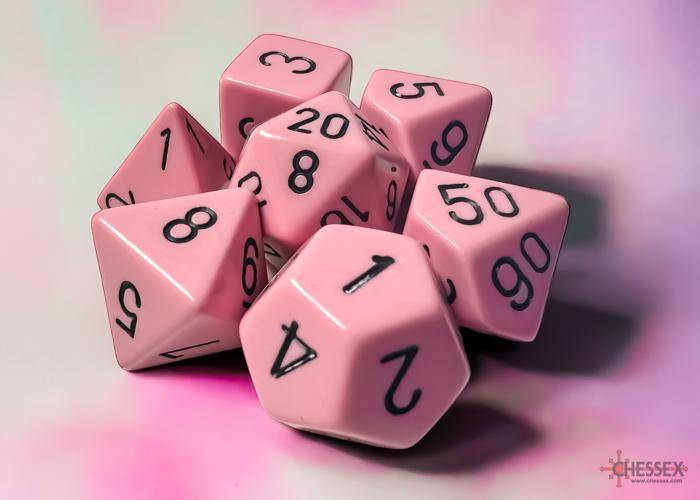 Würfelset Opaque Pastel Pink/black (7)