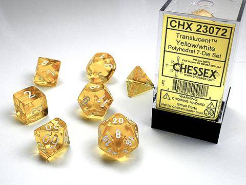 Würfelset Translucent Polyhedral Yellow/white (7)