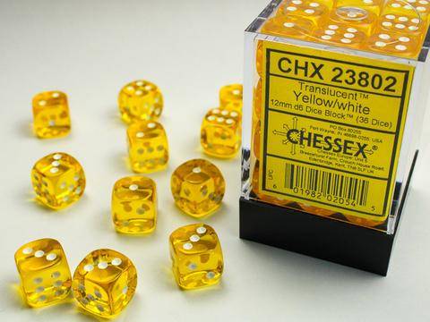 Würfelset Translucent Yellow/white Dice Block™ (36)