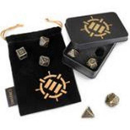 7pc DnD Metal Dice Set with Case and Dice Bag Black - ENHANCE Tabletop RPGs