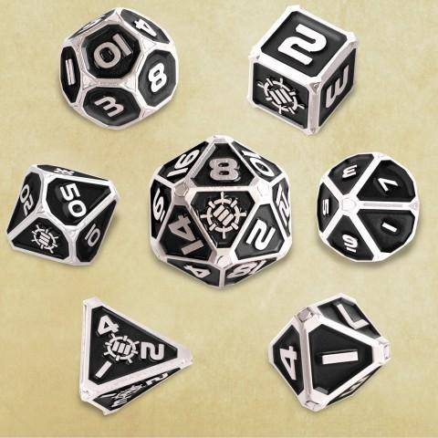 7pc Metal RPG Dice Set Black - ENHANCE Tabletop Collectors Edition