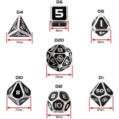 7pc Metal RPG Dice Set Black - ENHANCE Tabletop Collectors Edition