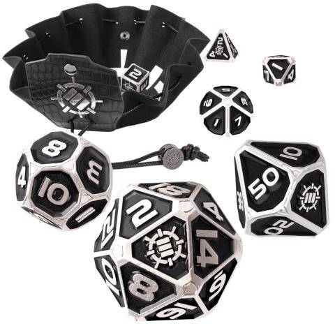 7pc Metal RPG Dice Set Black - ENHANCE Tabletop Collectors Edition