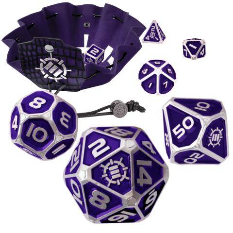 7pc Metal RPG Dice Set Purple - ENHANCE Tabletop Collectors Edition