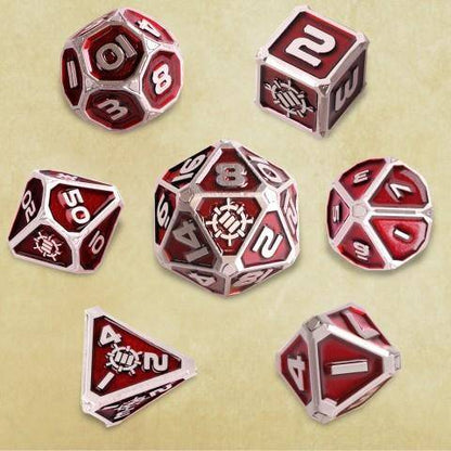 7pc Metal RPG Dice Set Red - ENHANCE Tabletop Collectors Edition