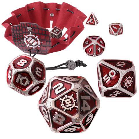 7pc Metal RPG Dice Set Red - ENHANCE Tabletop Collectors Edition