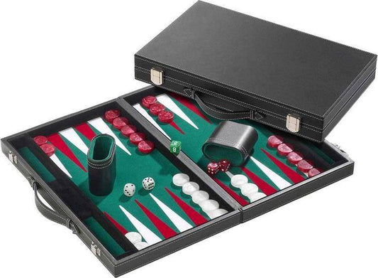 Backgammon grün, medium, Kunstleder