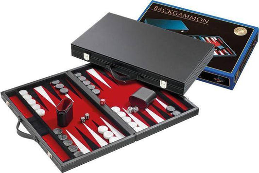 Backgammon rot, medium, Kunstleder