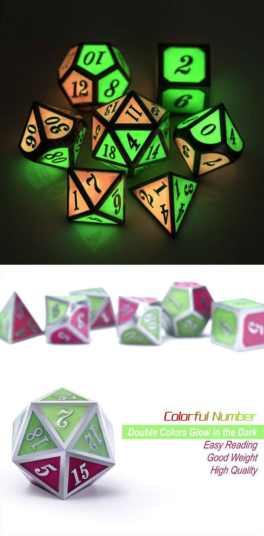 Metal & Enamel Dice Set (7) Watermelon Glow