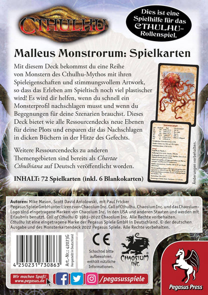 Cthulhu: Malleus Monstrorum Spielkarten