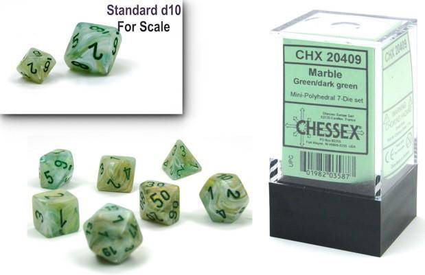 Würfelset Mini Marble Green/dark green (7)