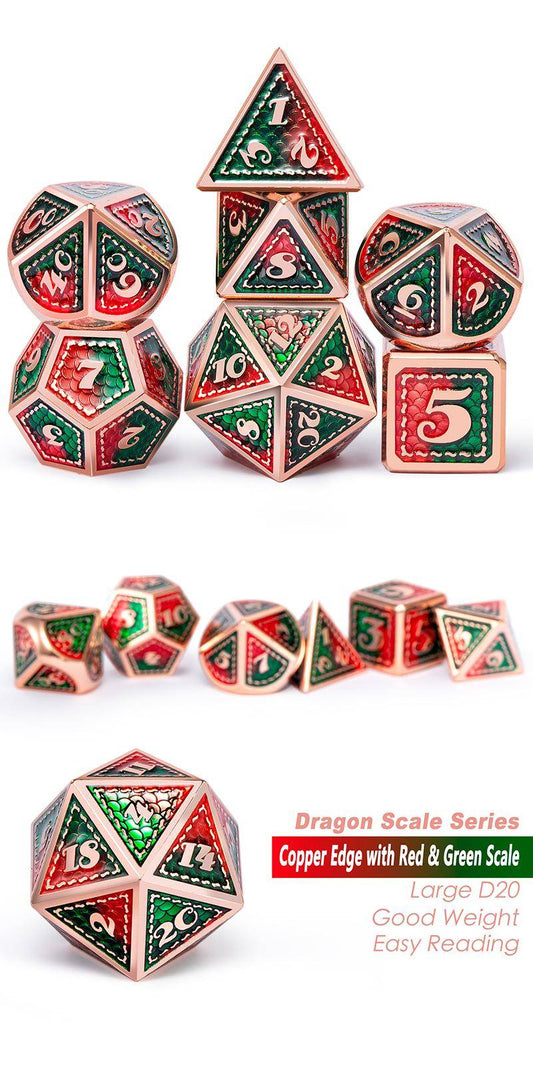 Metal & Enamel Dice Set (7) Quetzal