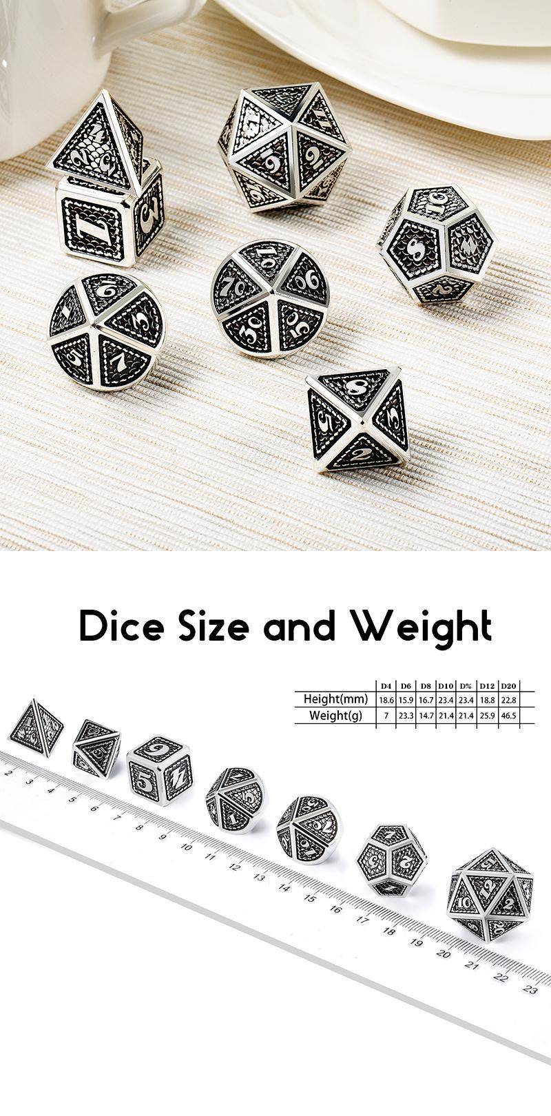 Metal & Enamel Dice Set (7) Cowboy