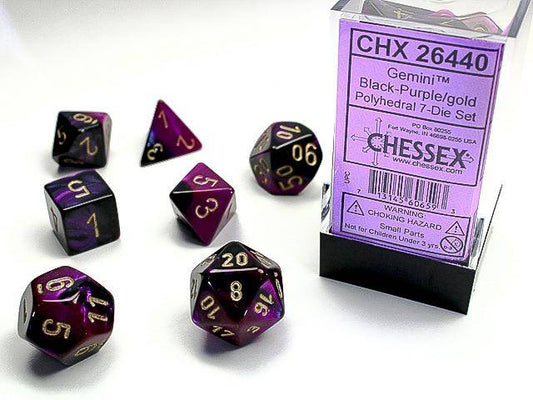 Würfelset Gemini™ Black-Purple/gold (7)