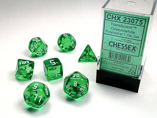 Würfelset Translucent Green/white (7)