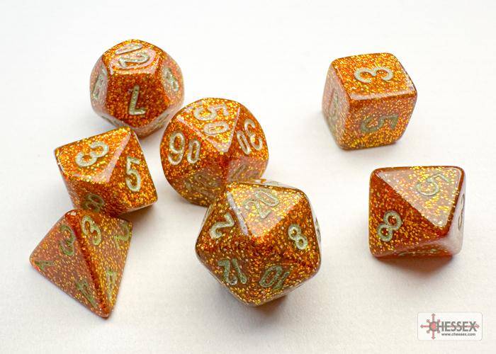 Würfelset Mini Glitter Gold/silver (7)