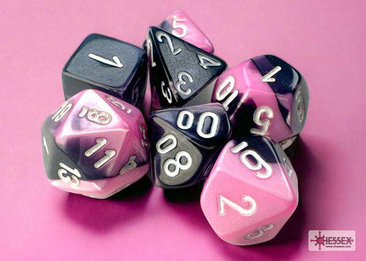 Würfelset Mini Gemini Black-Pink/white (7)