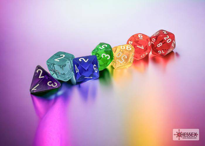 Würfelset Translucent Prism Dungeon Master & Rollenspiel-Anfänger (7)