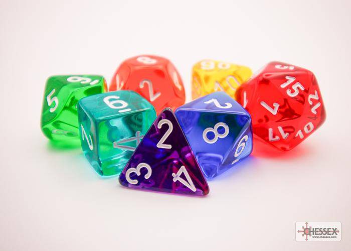 Würfelset Translucent Prism Dungeon Master & Rollenspiel-Anfänger (7)