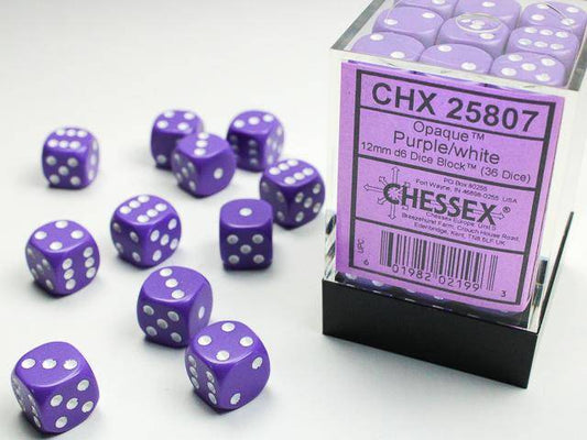 Würfelset Opaque Purple/white (36)