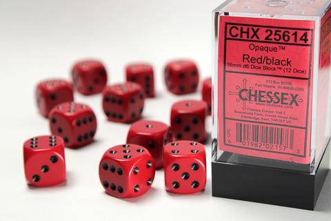 Würfelset Opaque: Red/black (12)