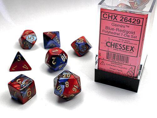 Würfelset: Gemini Blue-Red/gold (7)