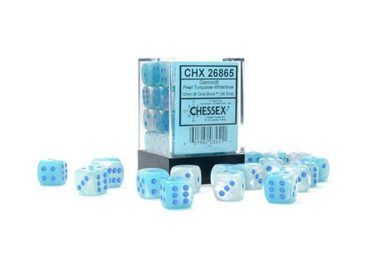 Würfelset: Gemini Pearl Turquoise-White/blue LUMINARY (36)