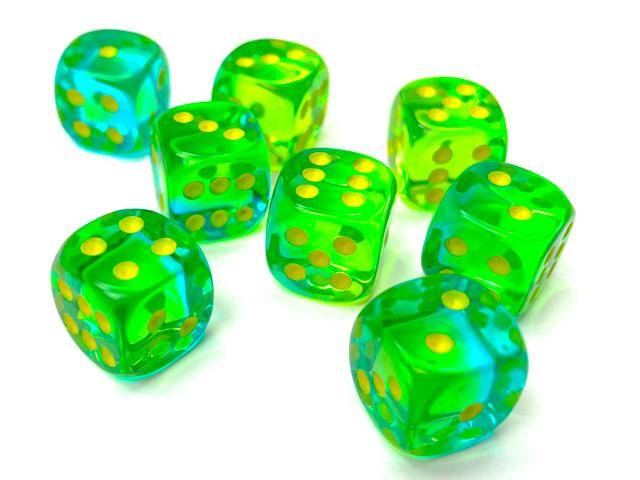 Würfelset: Gemini Translucent Green-Teal/yellow (36)