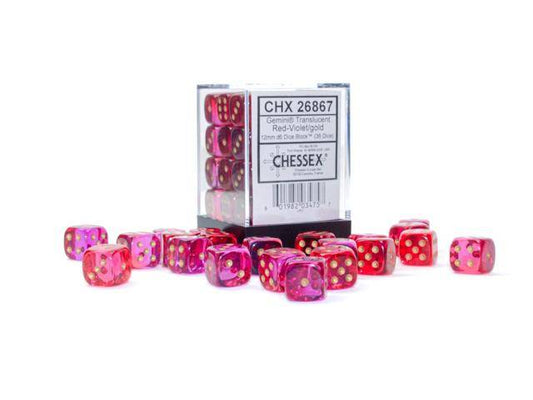 Würfelset: Gemini Translucent Red-Violet/gold (36)