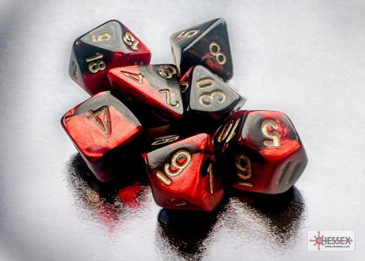 Würfelset: MINI Gemini Black-Red/gold (7)