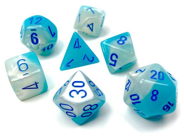 Würfelset: Gemini Pearl Turquoise-White/blue LUMINARY (7)