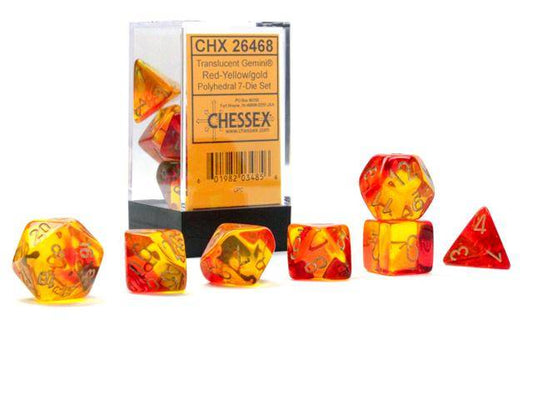 Würfelset: Gemini Translucent Red-Yellow/gold (7)