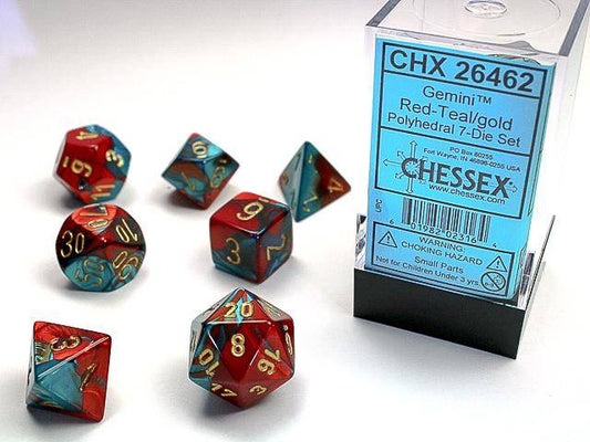 Würfelset: Gemini Red-Teal/gold (7)